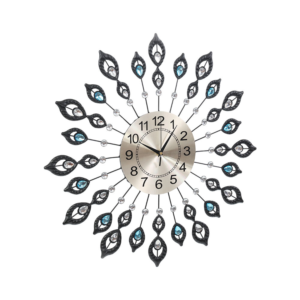 60cm Wall Clock Large 3D Peacock Crystal Silver Price