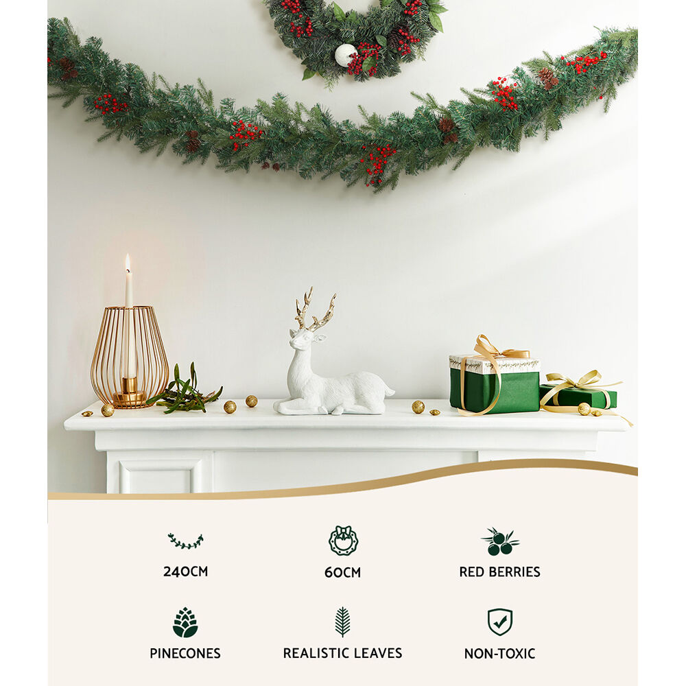 Christmas Garland with Wreath Set LED Lights Xmas Tree Decor Price