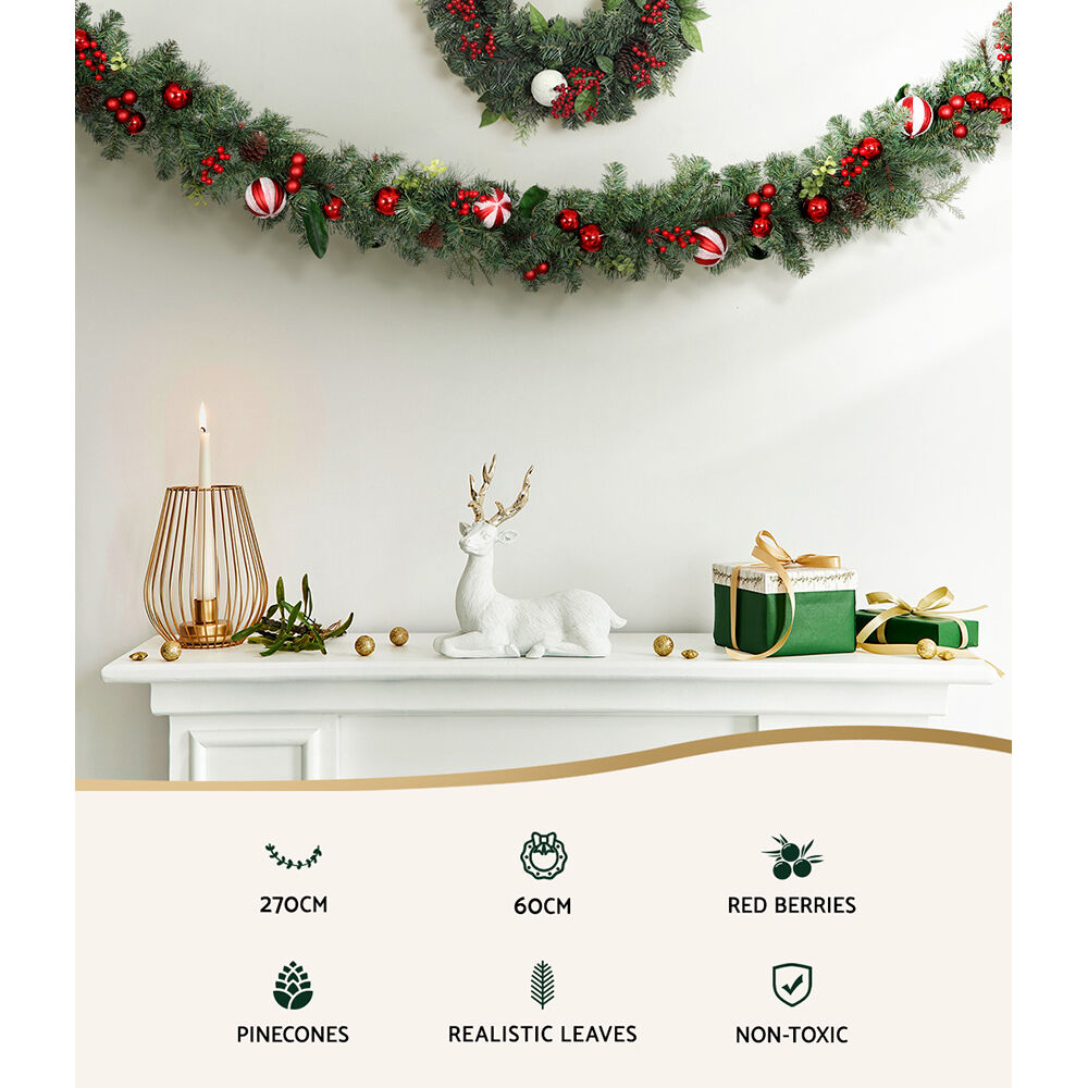Christmas Garland with Wreath Set Ornaments Xmas Tree Decor Price