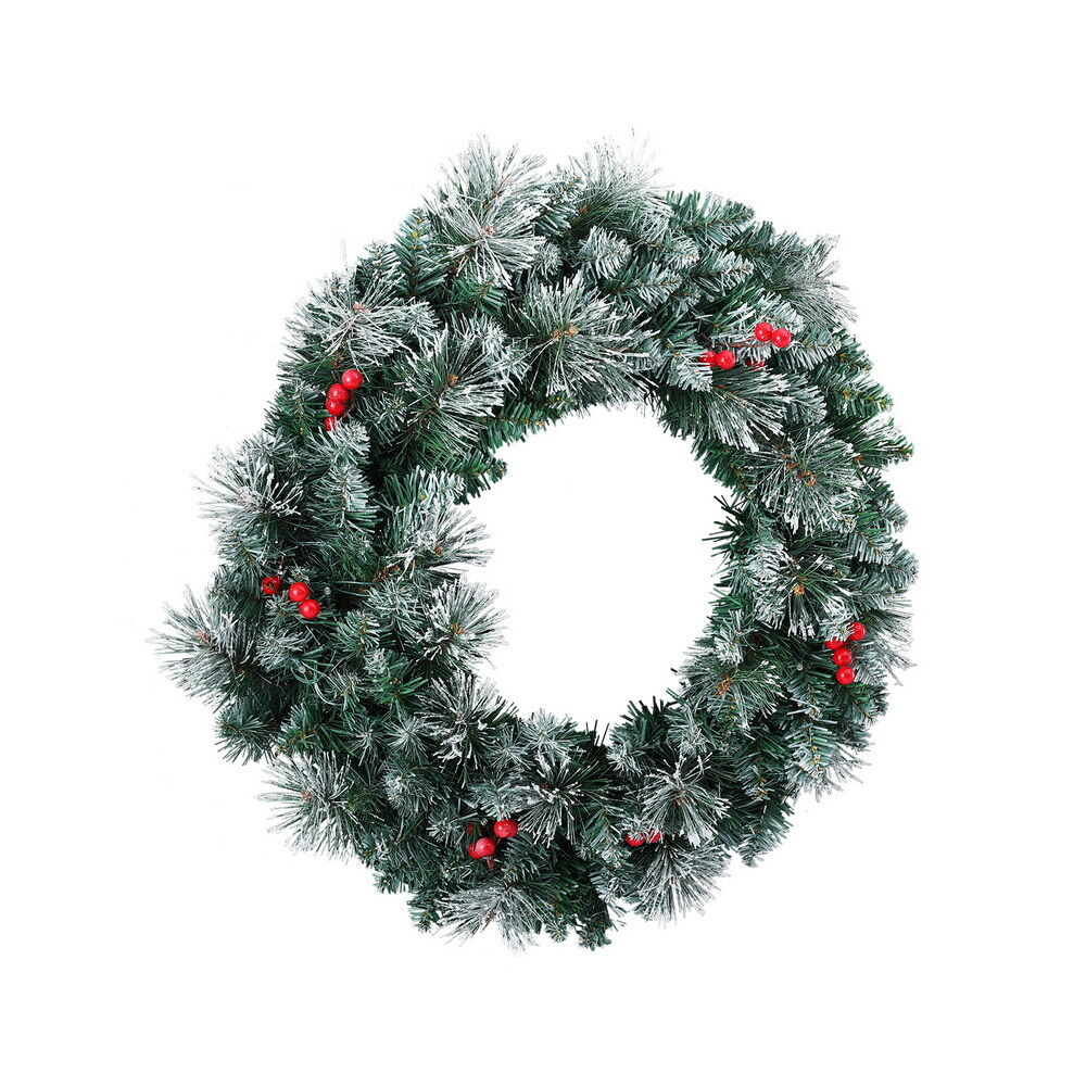 60cm Christmas Wreath LED Lights Snowy Berries Garland Party Decor Price
