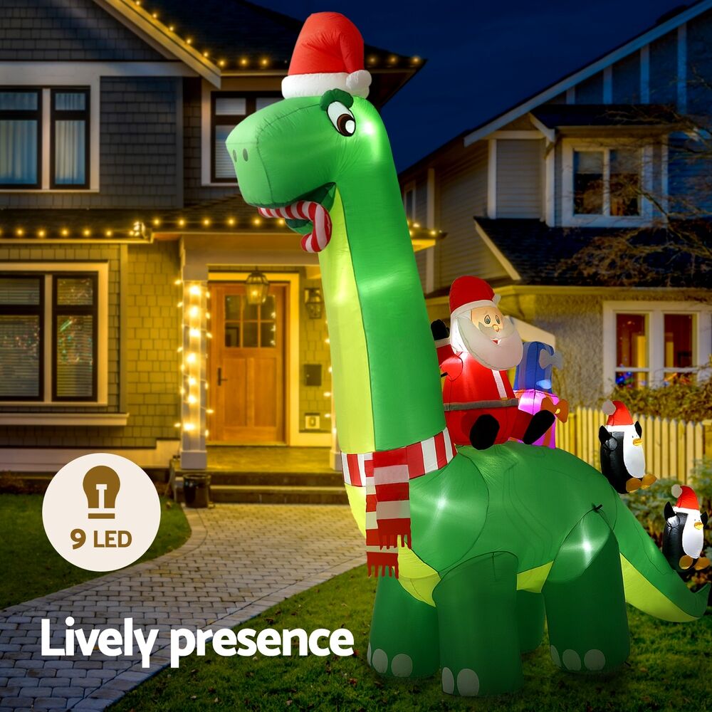 Christmas Inflatable Santa Dinosaur 3.8M Illuminated Decorations Price