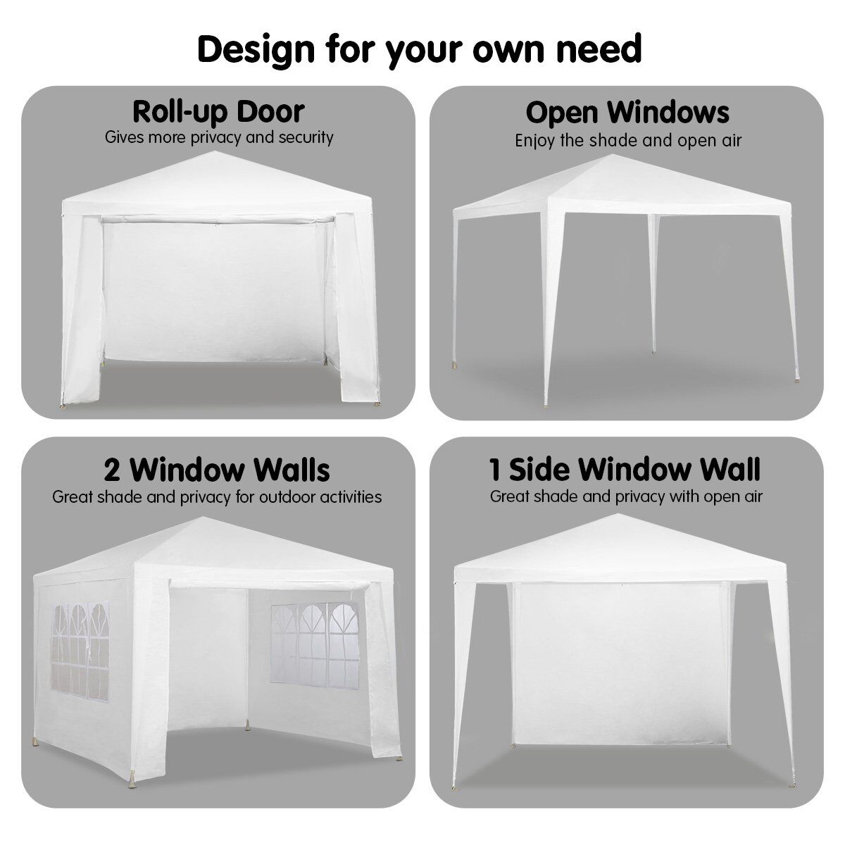 3x3m Wallaroo Outdoor Party Wedding Event Gazebo Tent - White Price