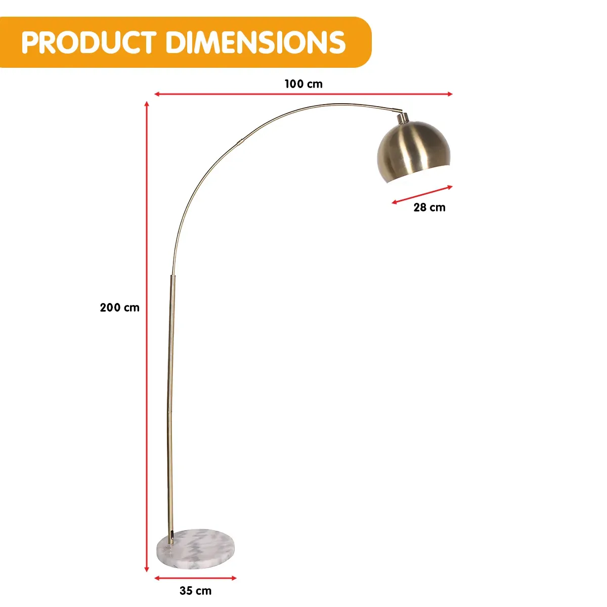 Sarantino Arc Floor Lamp Antique Brass Finish with Marble Base Price