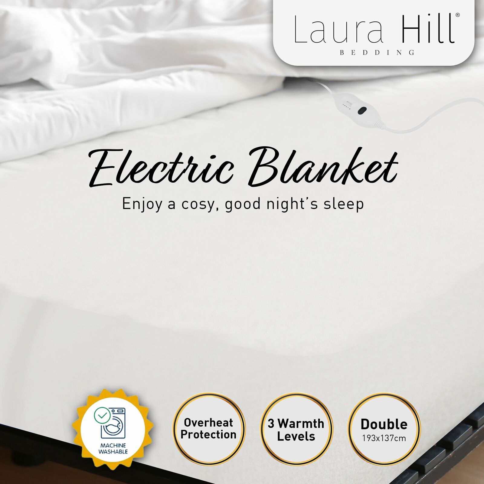 Laura Hill Heated Electric Blanket Fitted Underlay Winter Double Price