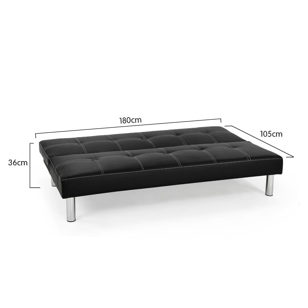 Sarantino 3 Seater Faux Leather Sofa Bed Couch - Black Price
