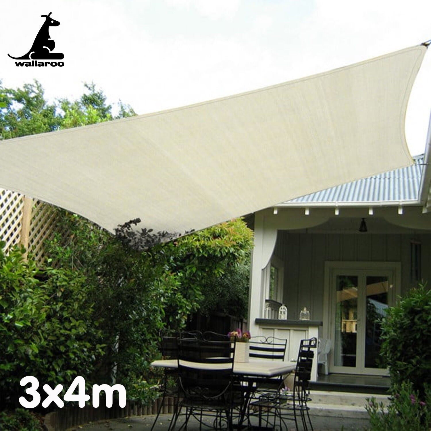 Wallaroo Waterproof 160GSM Outdoor Sun Shade Sail Canopy Cream 3 x 4m Price