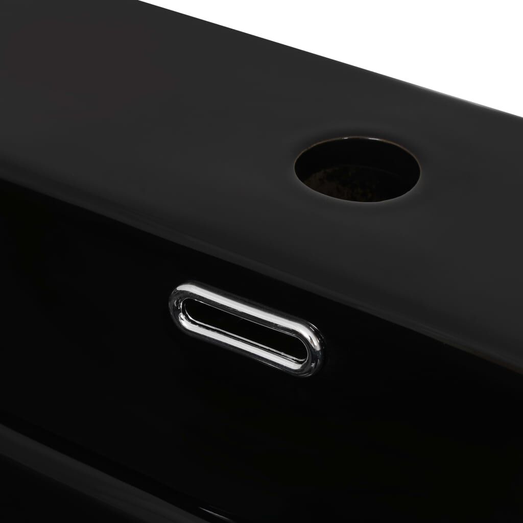 Basin with Faucet Hole Ceramic Black 60.5x42.5x14.5 cm Price