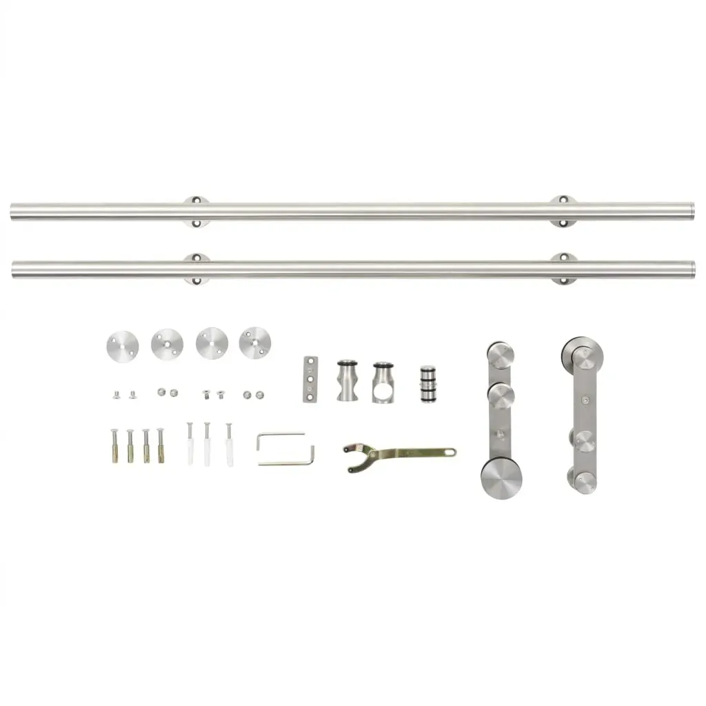Sliding Door Hardware Kit 183 cm Stainless Steel Silver Price
