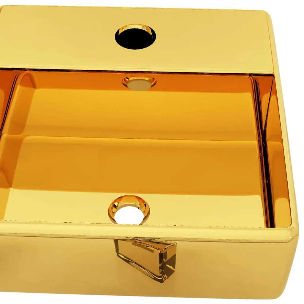 Wash Basin with Faucet Hole 38x30x11.5 cm Ceramic Gold Price