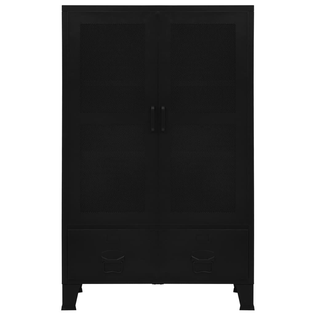 Office Cabinet with Mesh Doors Industrial Black 75x40x120 cm Steel Price