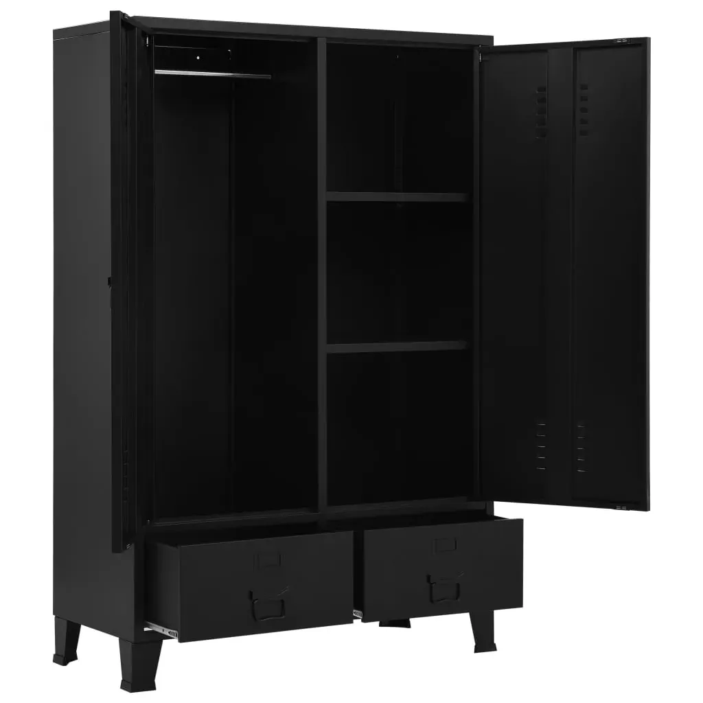 Wardrobe Industrial Black 90x40x140 cm Steel Price