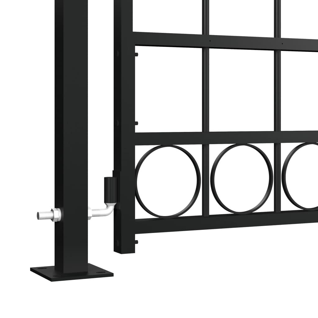 Fence Gate with Arched Top and 2 Posts 105x204 cm Black Price