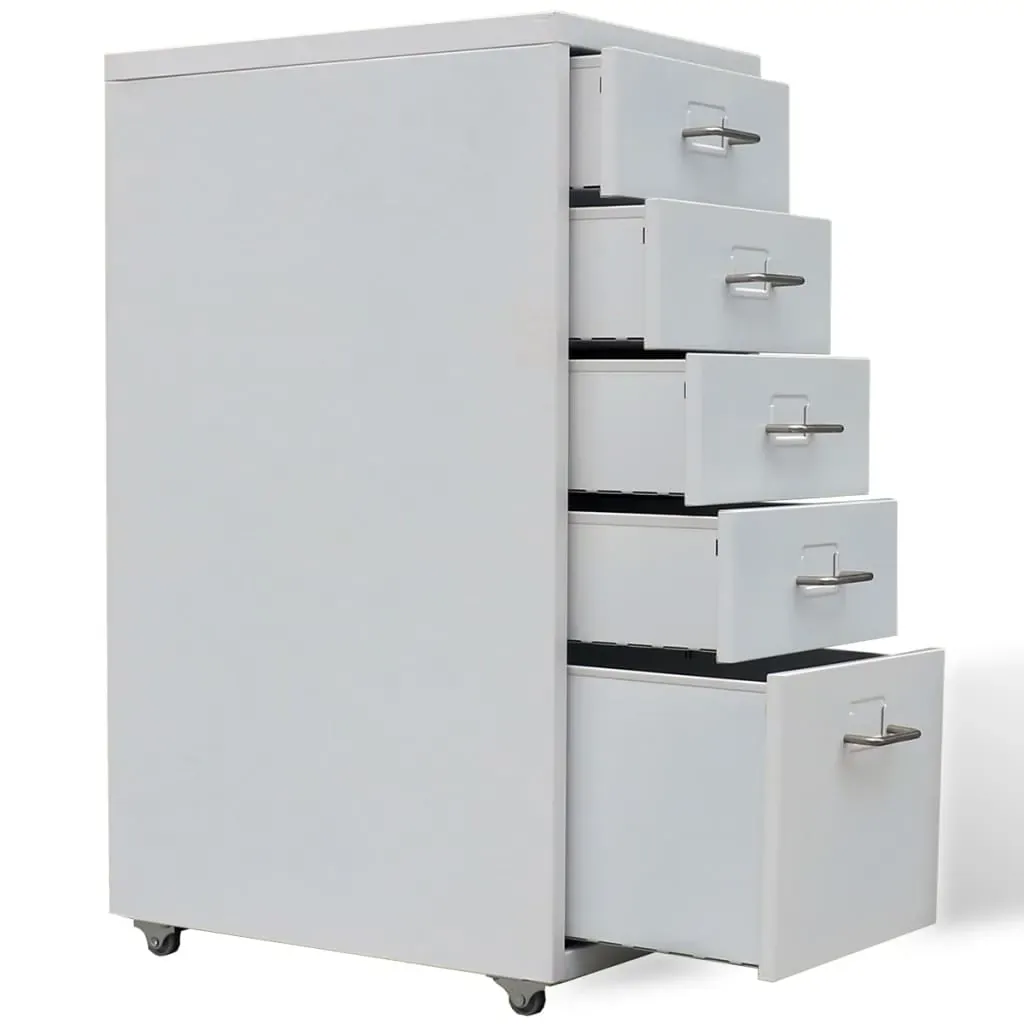 File Cabinet with 5 Drawers Grey 68.5 cm Steel Price