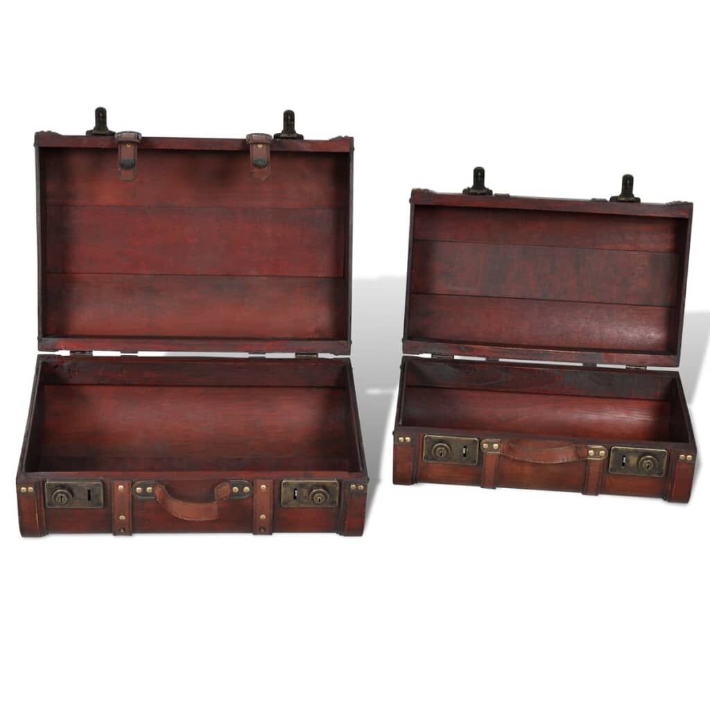 Wooden Treasure Chests 2 pcs Vintage Brown Price