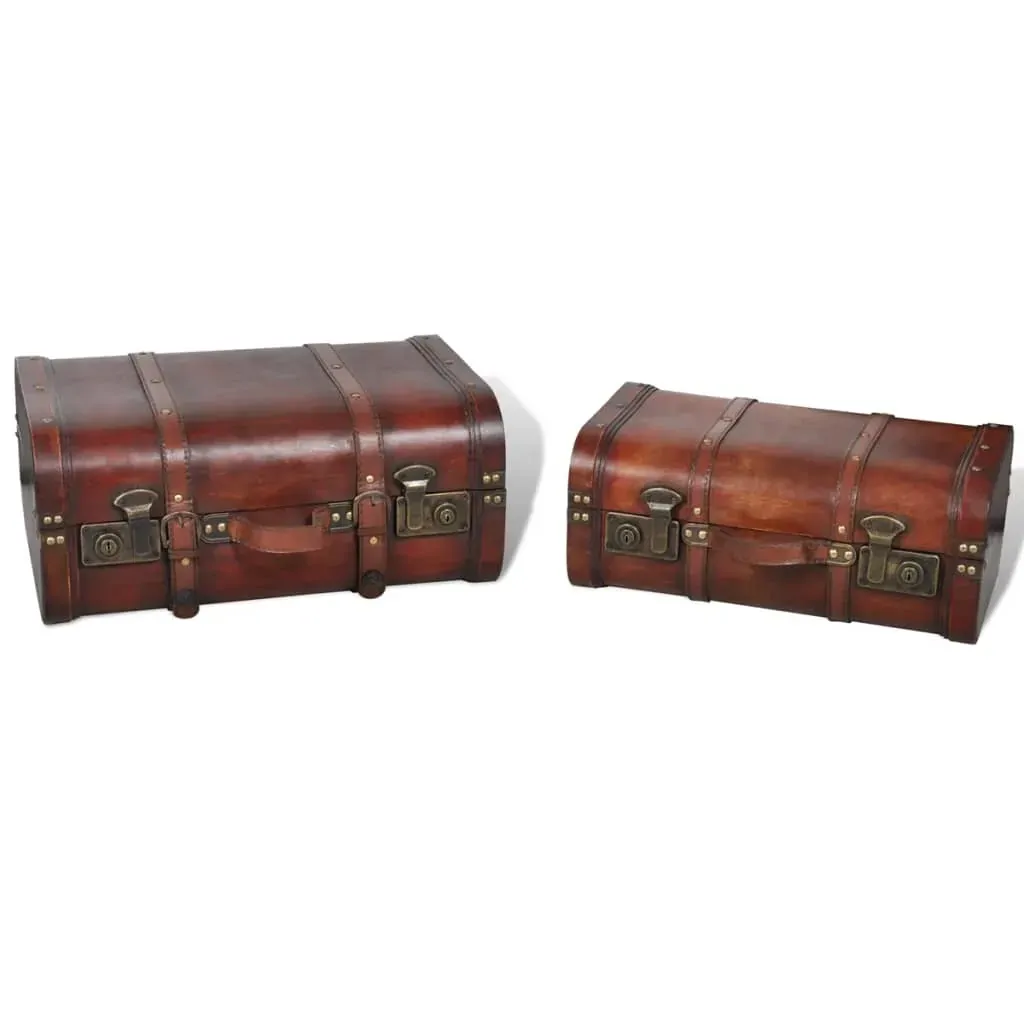 Wooden Treasure Chests 2 pcs Vintage Brown Price