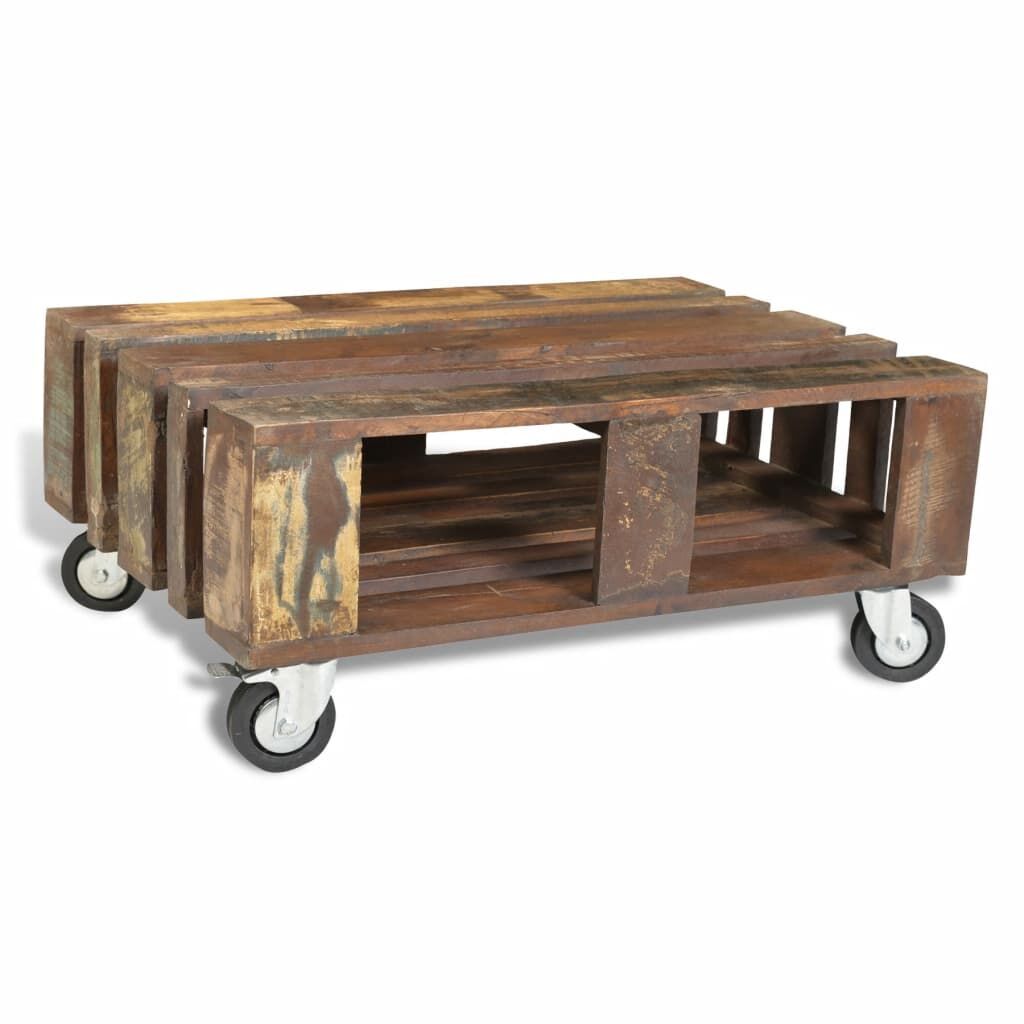 Coffee Table with 4 Wheels Reclaimed Wood Price