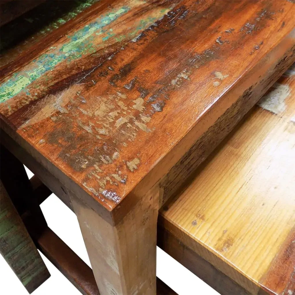 Nesting Table Set 3 Pieces Vintage Reclaimed Wood Price
