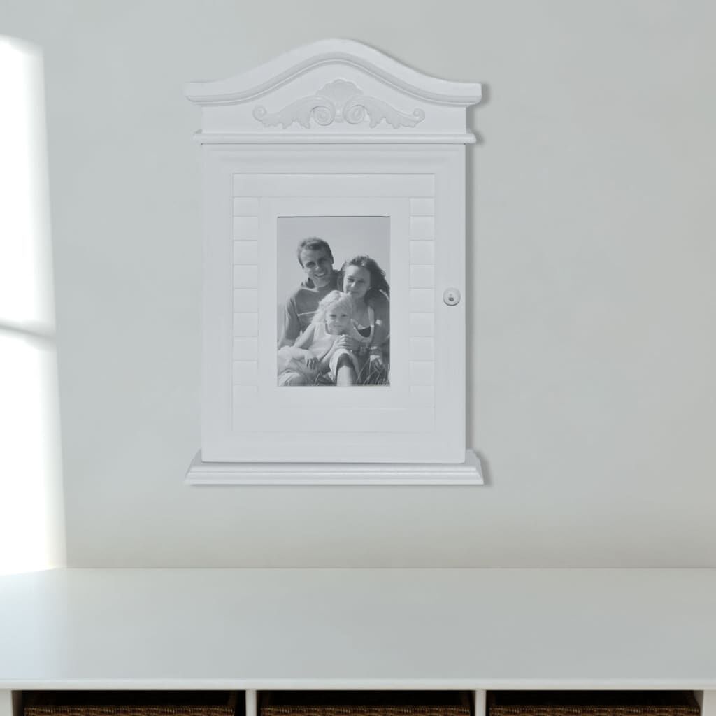 Key Cabinet with Photo Frame White Price