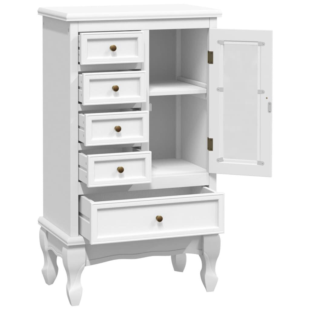 Cabinet with 5 Drawers 2 Shelves White Price
