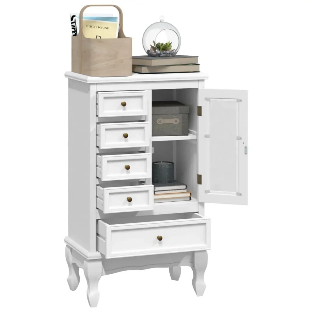 Cabinet with 5 Drawers 2 Shelves White Price