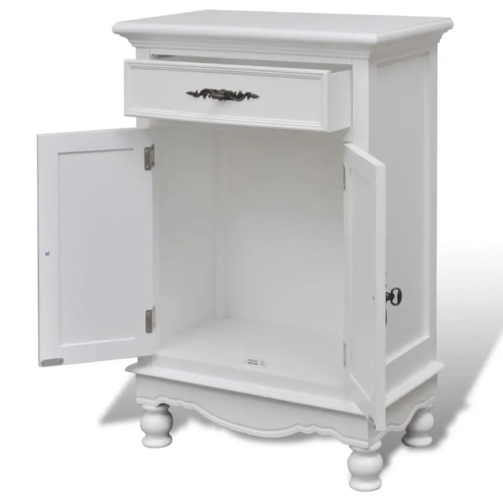 Wooden Cabinet with 2 Doors 1 Drawer White Price