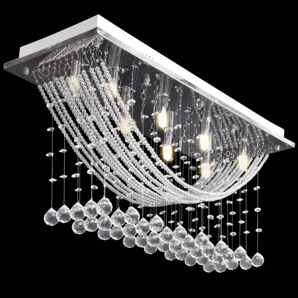Ceiling Lamp with Glittering Glass Crystal Beads 8 x G9 29 cm Price
