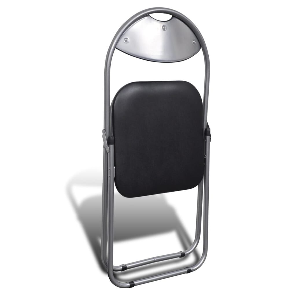 Folding Dining Chairs 6 pcs Black Faux Leather and Steel Price