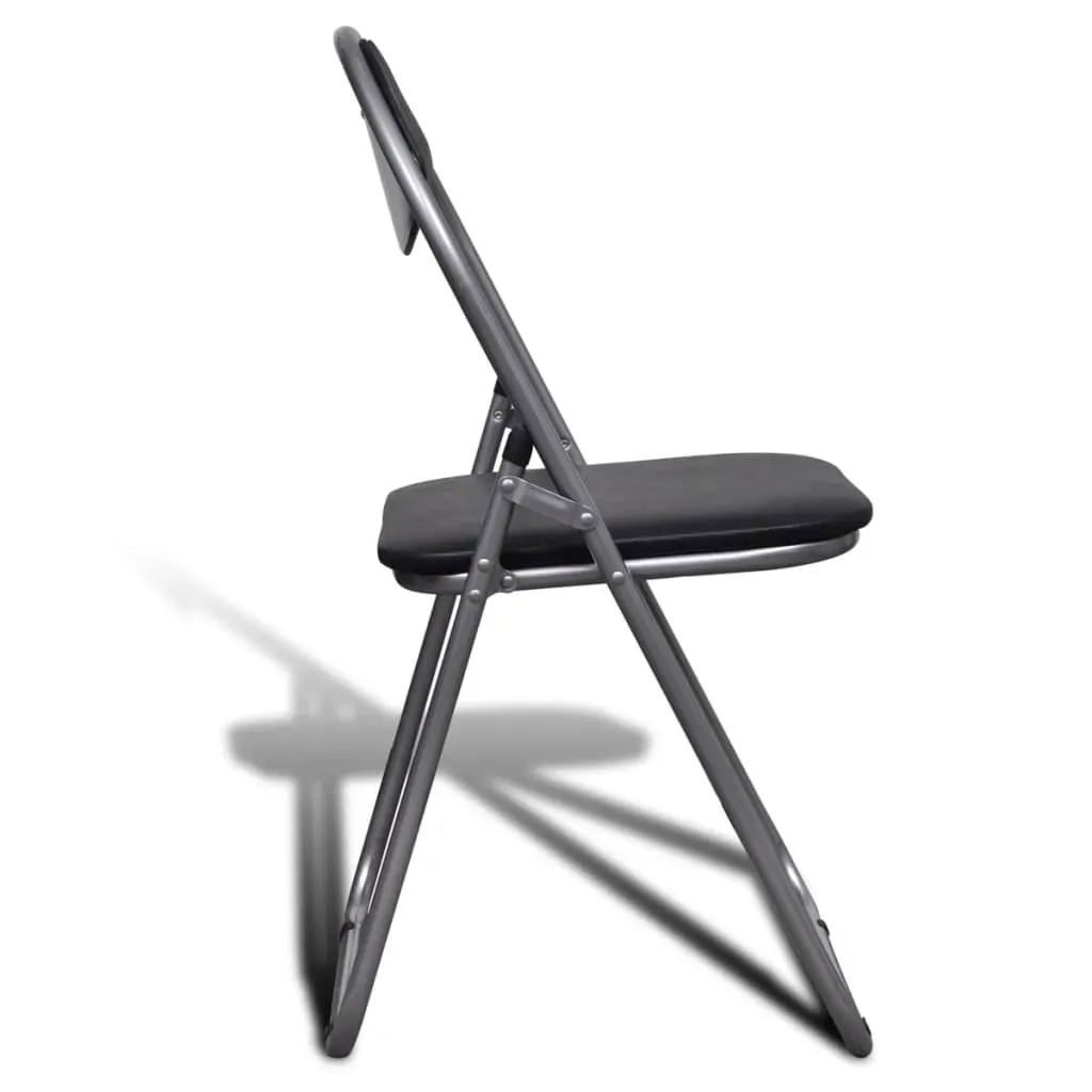 Folding Dining Chairs 6 pcs Black Faux Leather and Steel Price