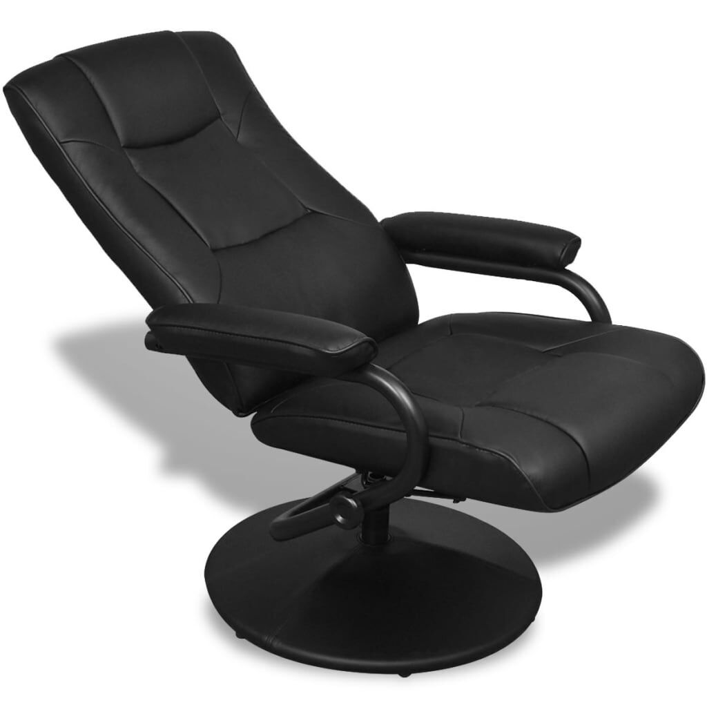 TV Armchair with Footstool Black Faux Leather Price