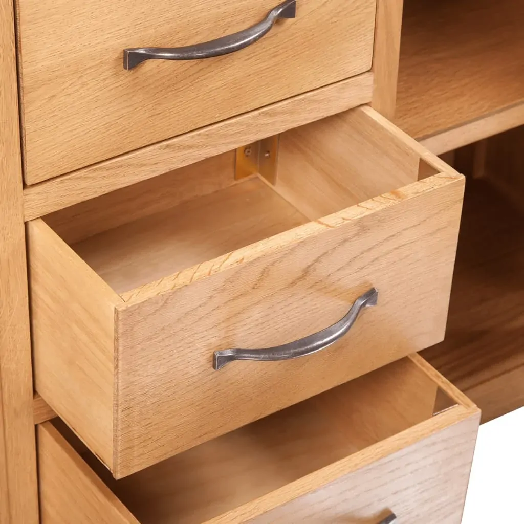 Sideboard with 3 Drawers 110x33.5x70 cm Solid Oak Wood Price
