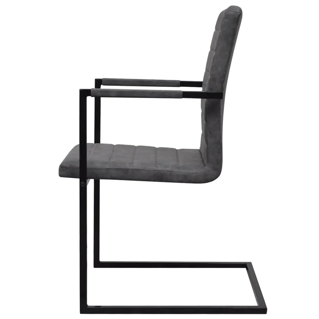 Cantilever Dining Chairs 2 pcs Grey Faux Leather Price