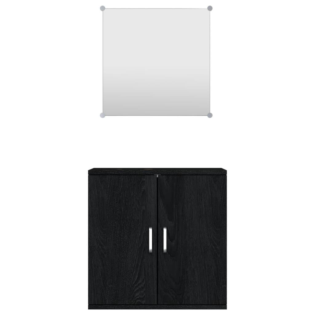 2 Piece Bathroom Furniture Set Black Engineered Wood Price