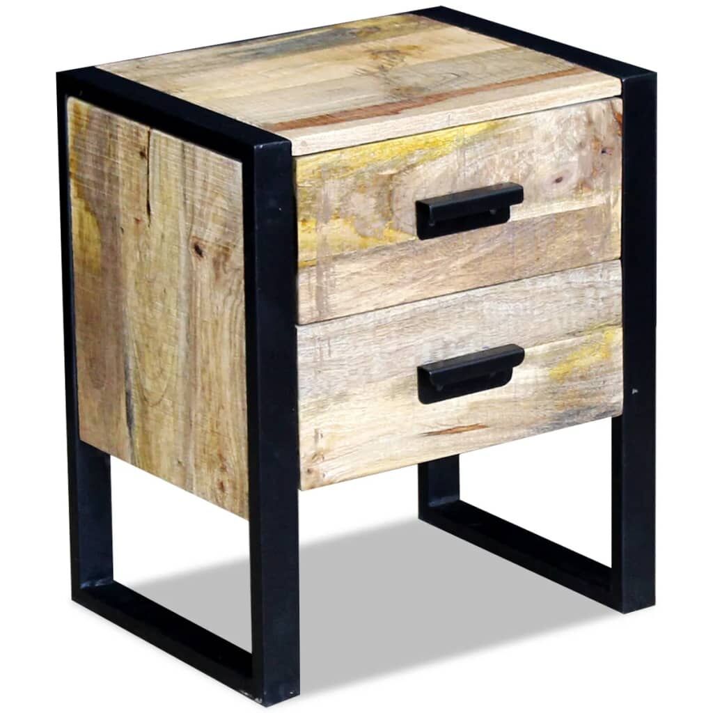 Side Table with 2 Drawers Solid Mango Wood 43x33x51 cm Price
