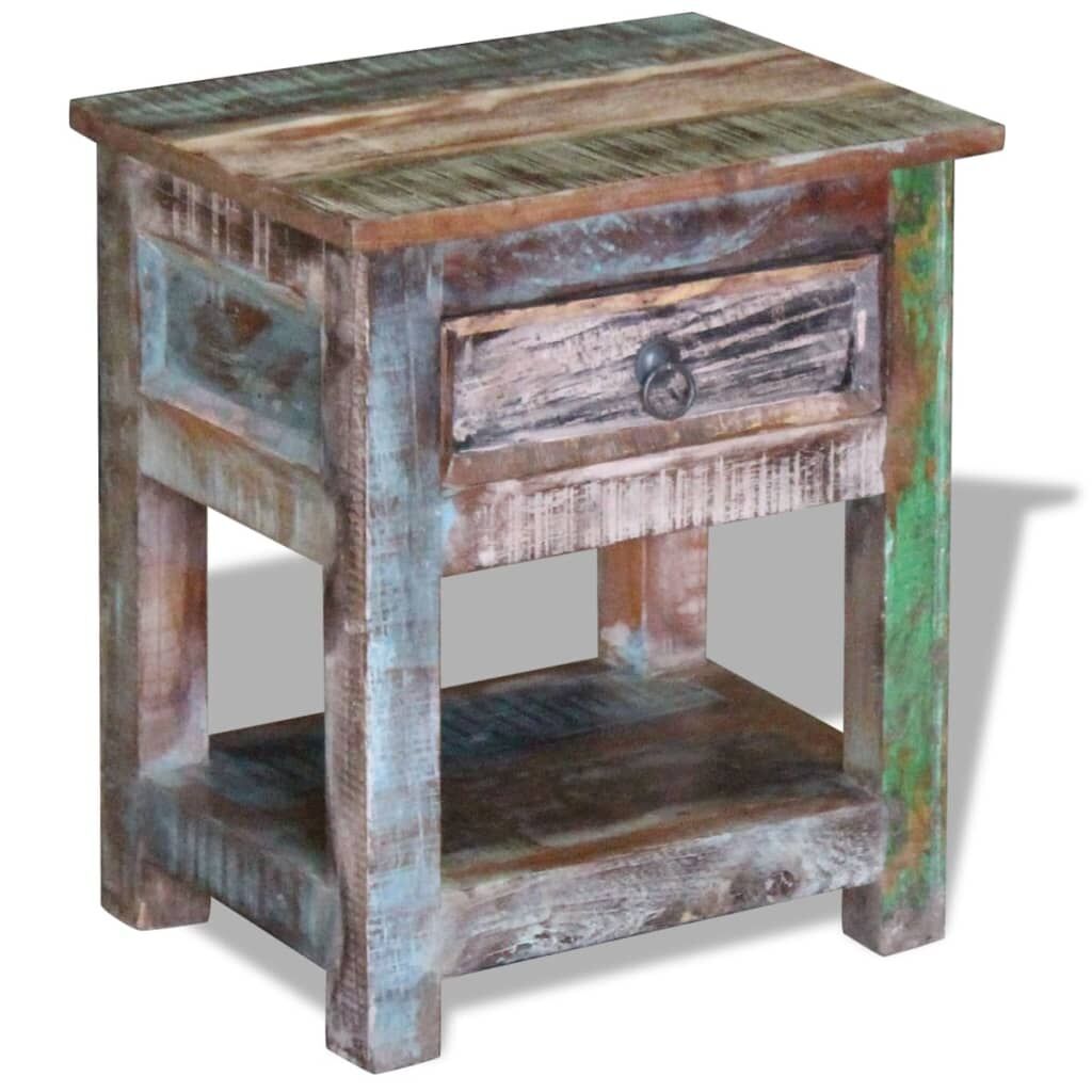 Side Table with 1 Drawer Solid Reclaimed Wood 43x33x51 cm Price