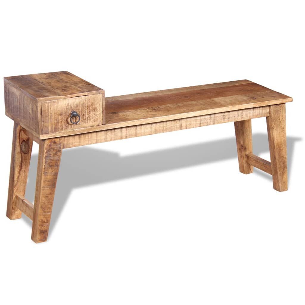 Bench with Drawer Solid Mango Wood 120x36x60 cm Price