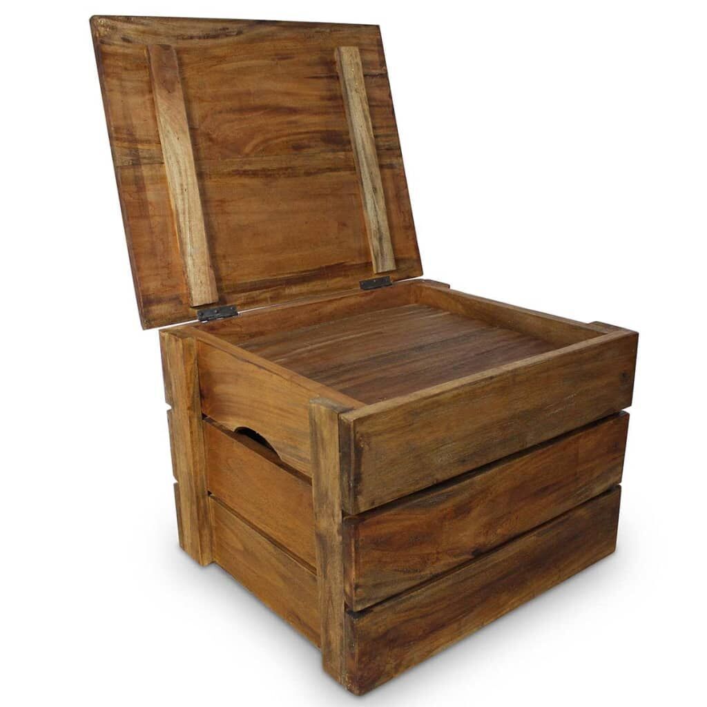 Storage Crate Set 2 Pieces Solid Mahogany Wood Price