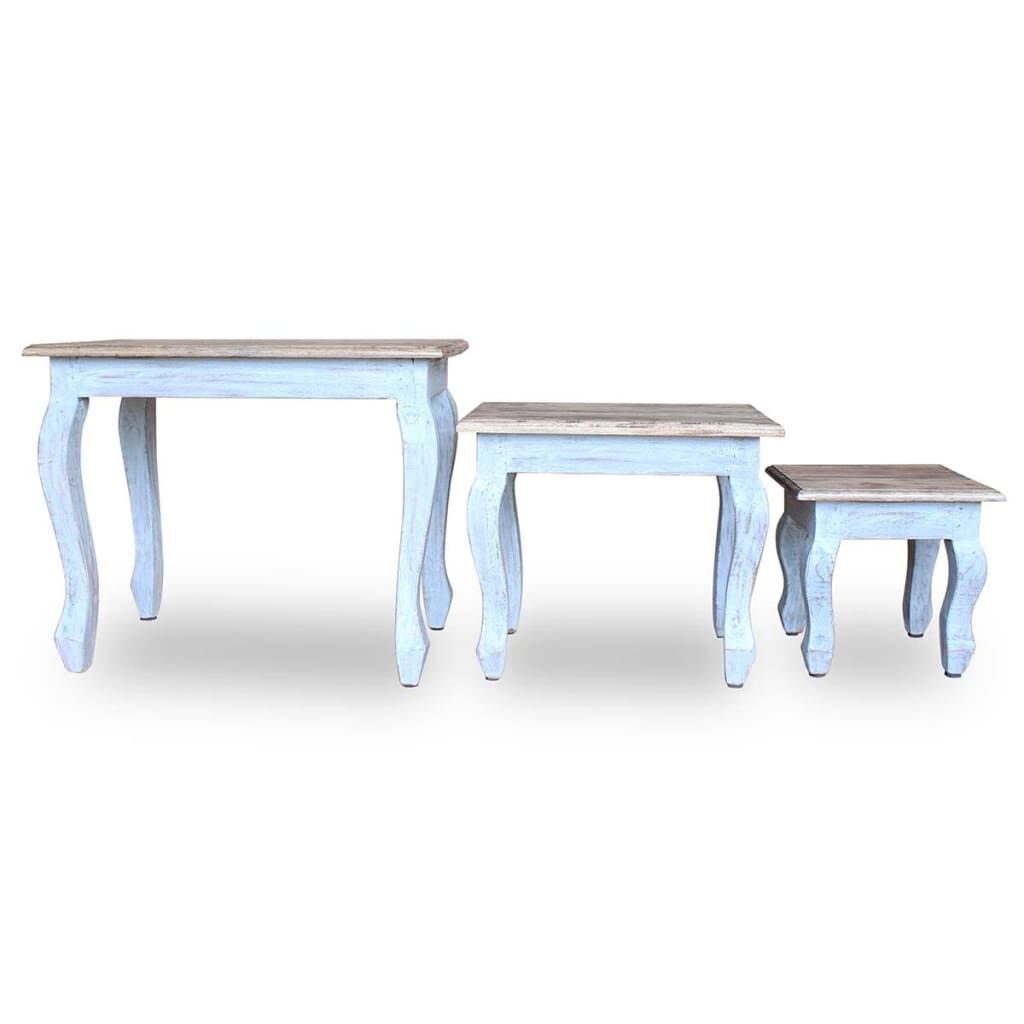 Nesting Table Set 3 Pieces Solid Mahogany Wood Price
