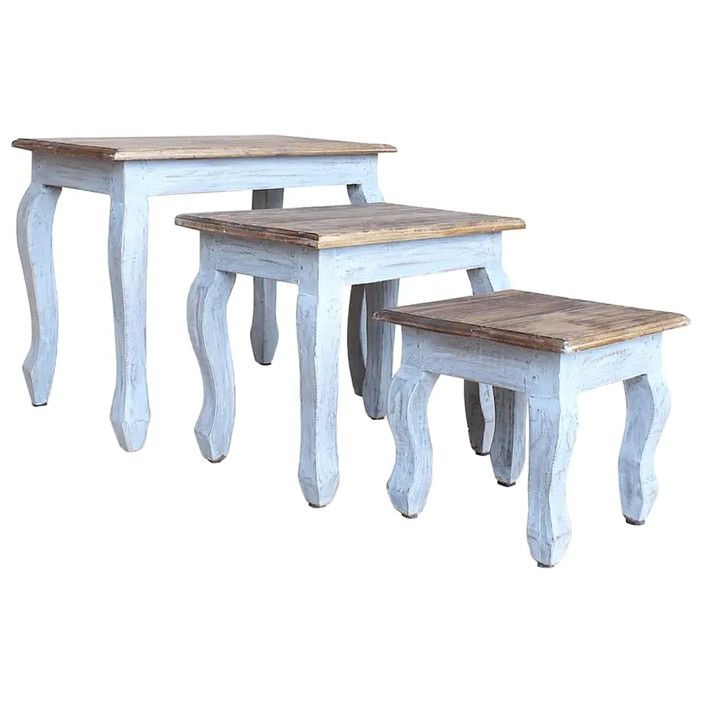 Nesting Table Set 3 Pieces Solid Mahogany Wood Price