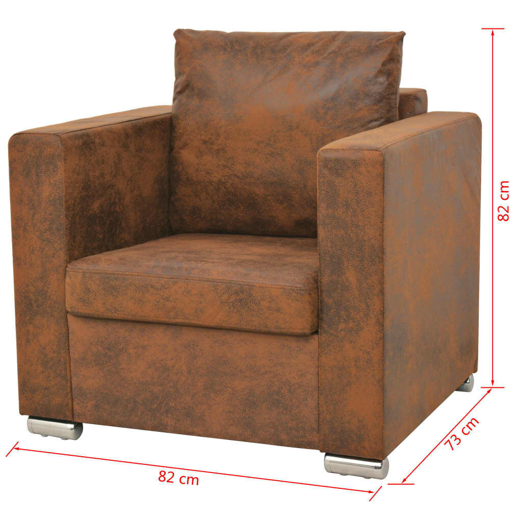 Armchair Brown Faux Suede Leather Price