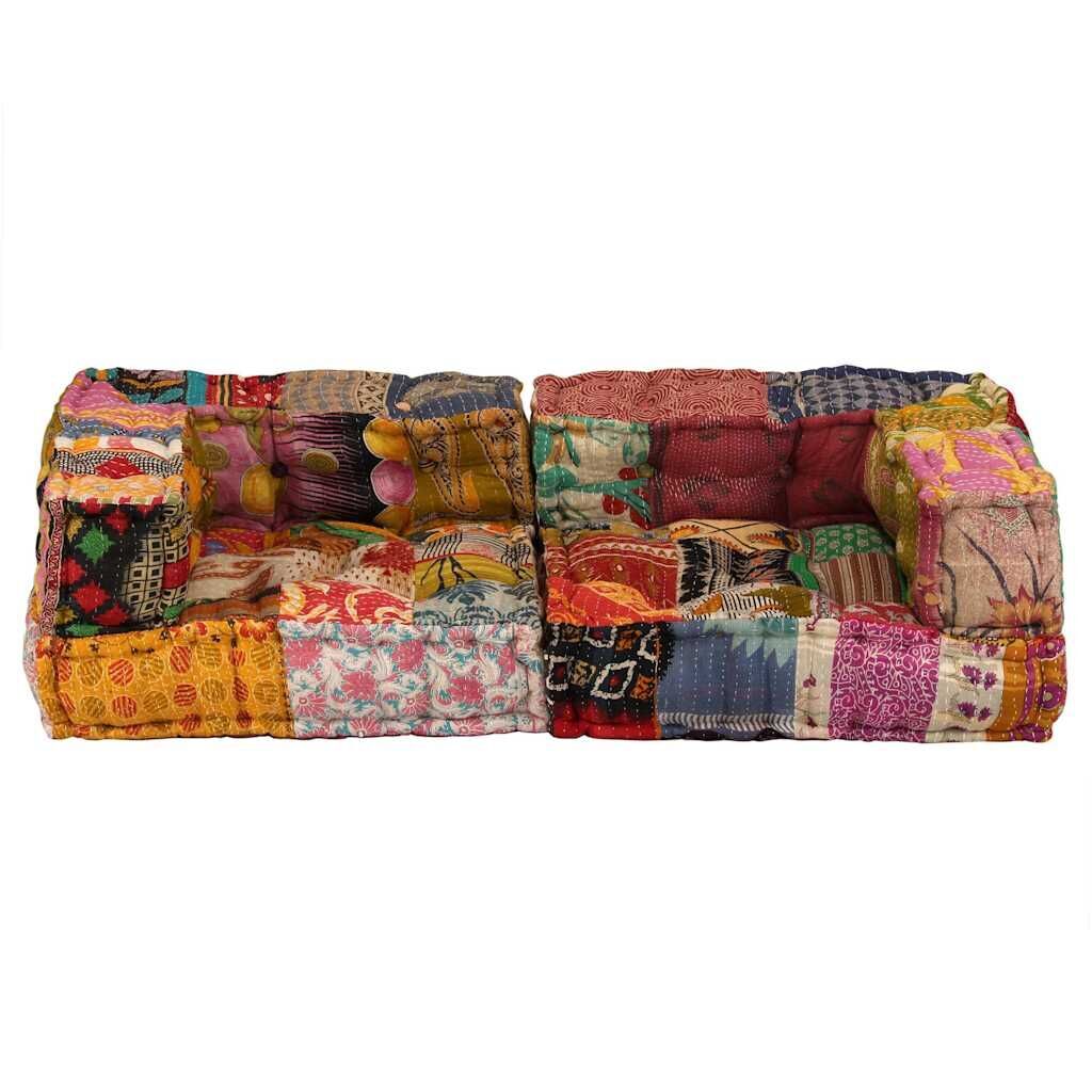 2-Seater Modular Pouffe Patchwork Fabric Price