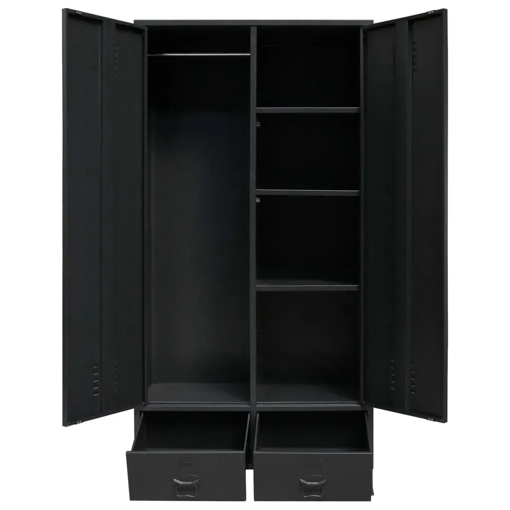 Wardrobe Metal Industrial Style 90x40x180 cm Black Price