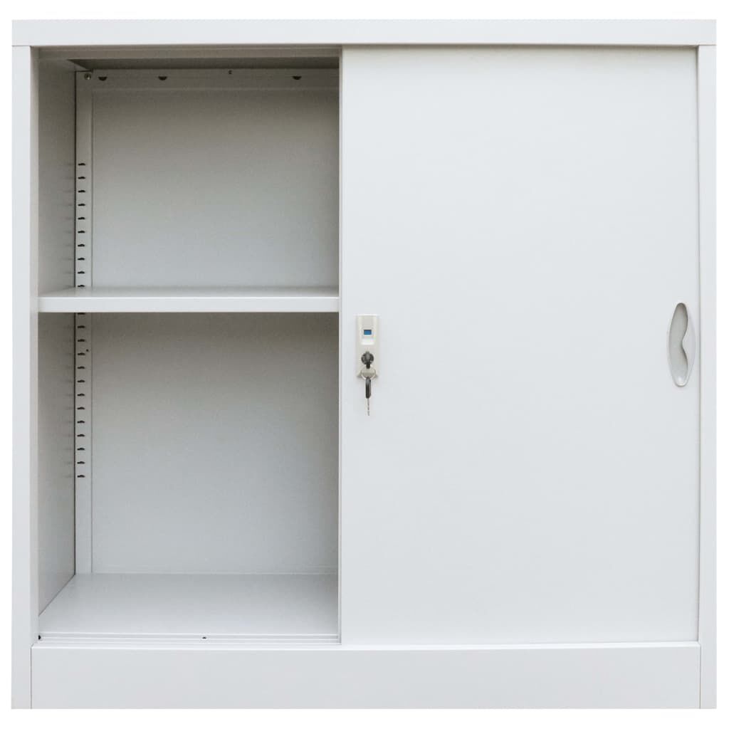 Office Cabinet with Sliding Doors Metal 90x40x90 cm Grey Price