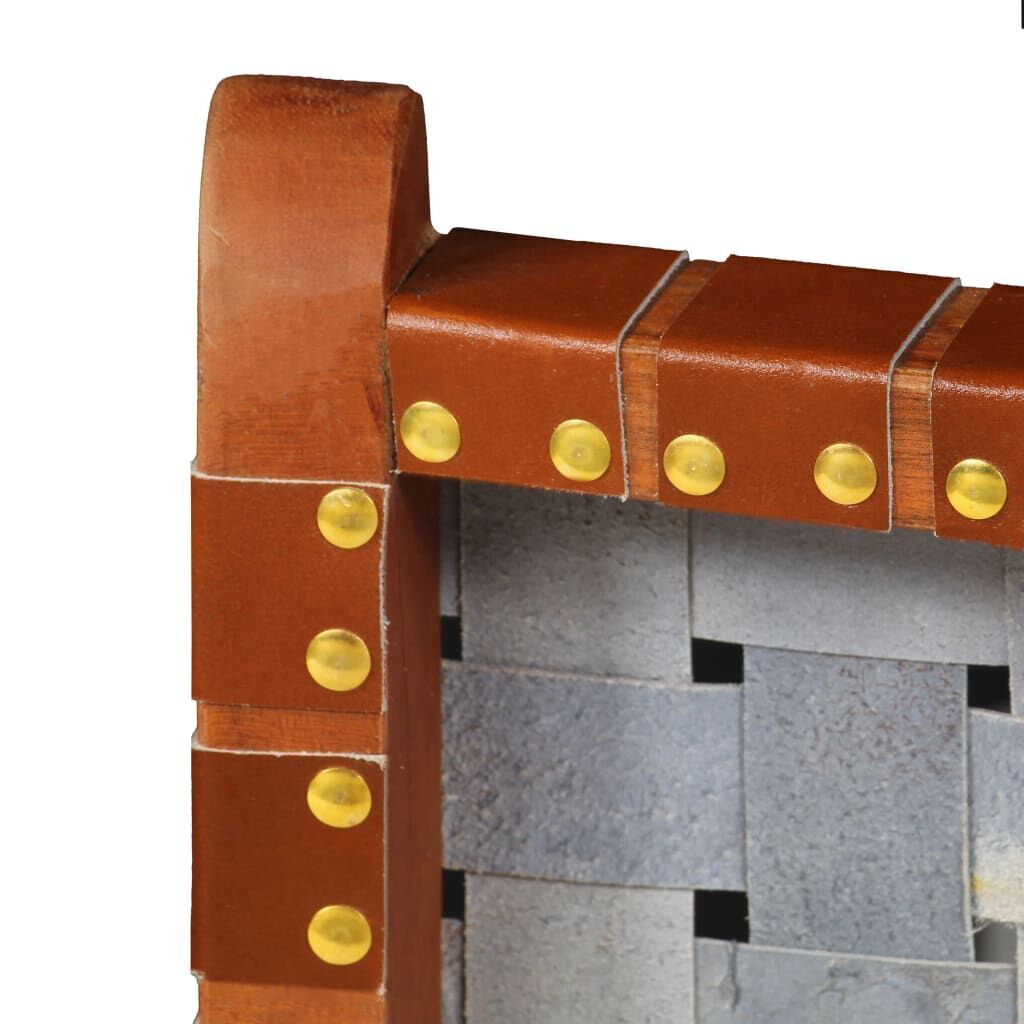 Folding Chair Crossed-Stripe Brown Real Leather Price