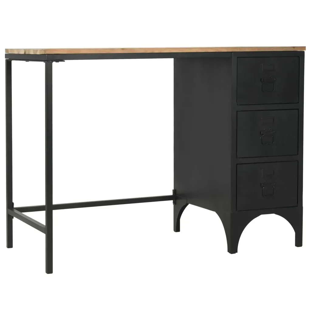 Single Pedestal Desk Solid Firwood and Steel 100x50x76 cm Price
