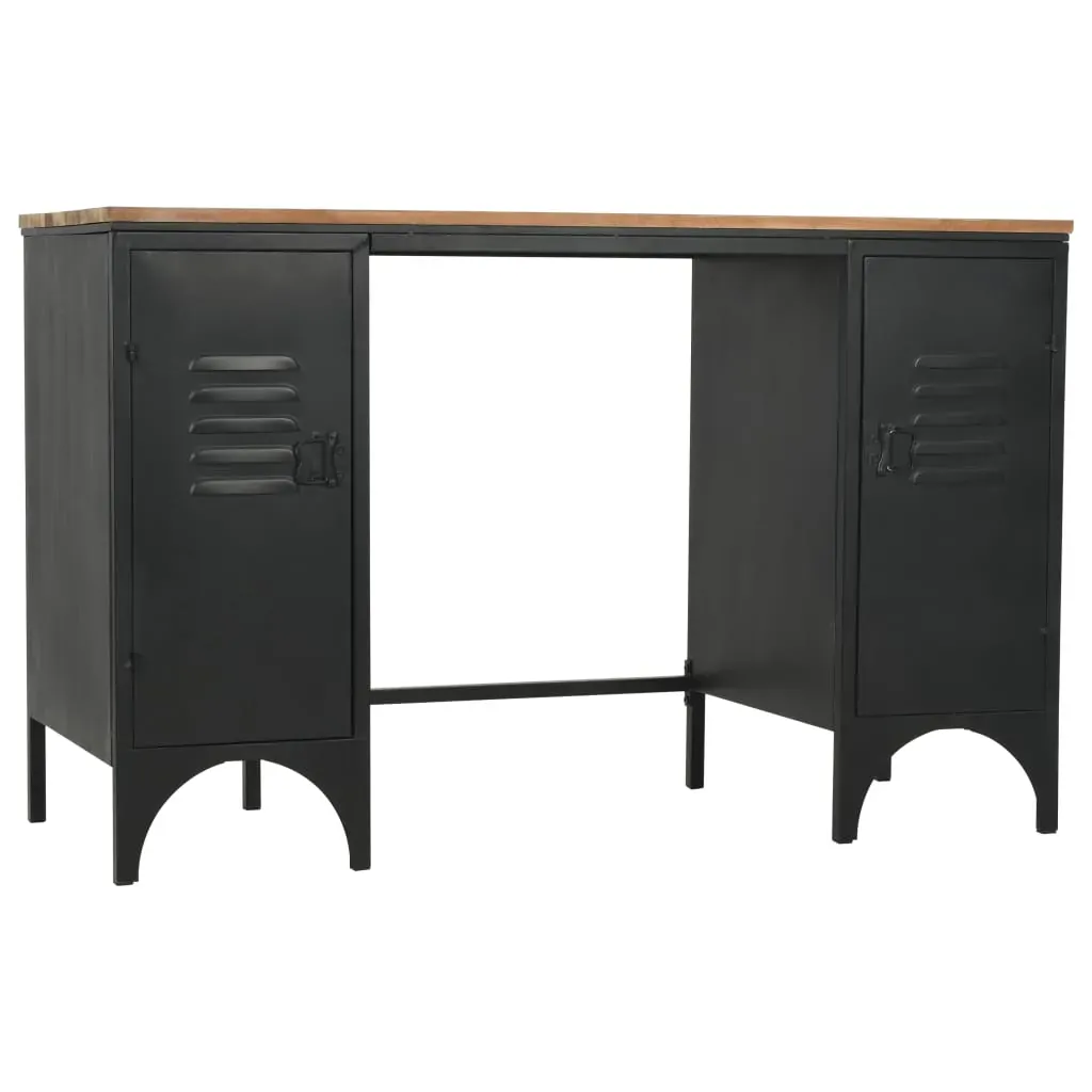Double Pedestal Desk Solid Firwood and Steel 120x50x76 cm Price