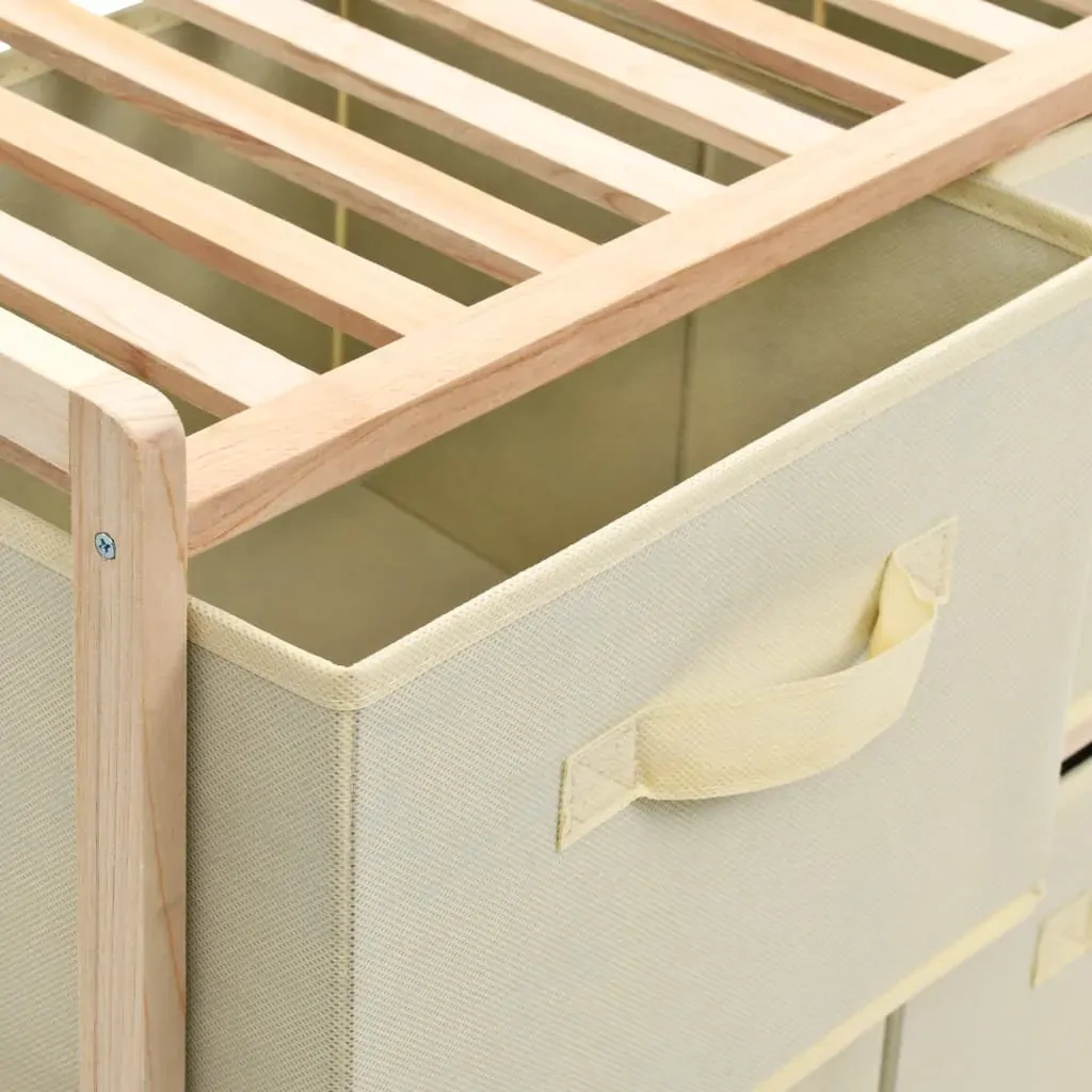 Storage Rack with 6 Fabric Baskets Cedar Wood Beige Price