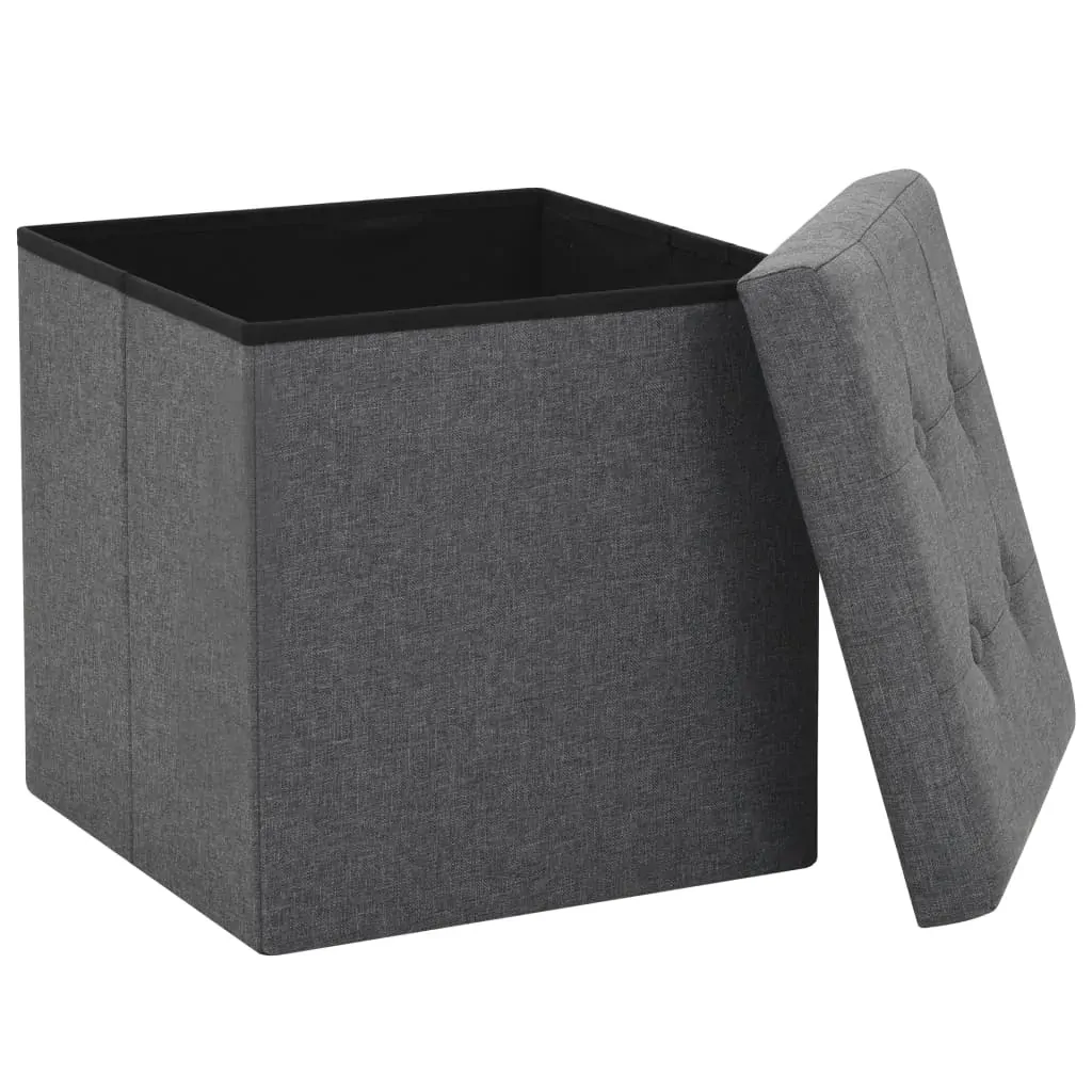 Folding Storage Stools 2 pcs Dark Grey Faux Linen Price