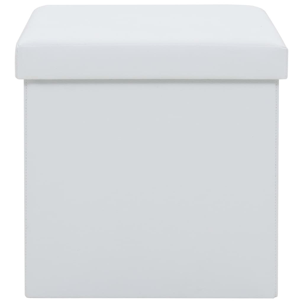 Folding Storage Stool White Faux Leather Price