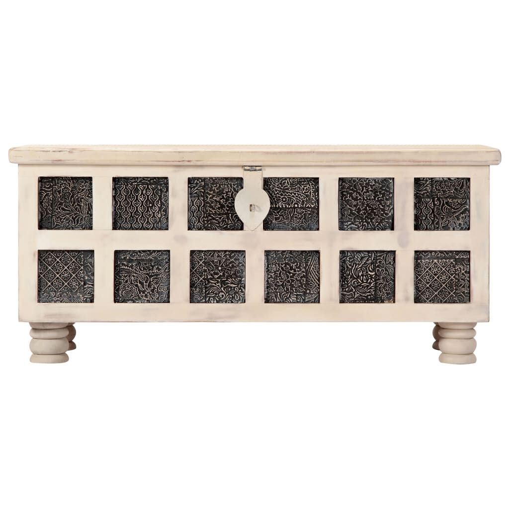 Storage Box White 110x40x45 cm Solid Acacia Wood Price