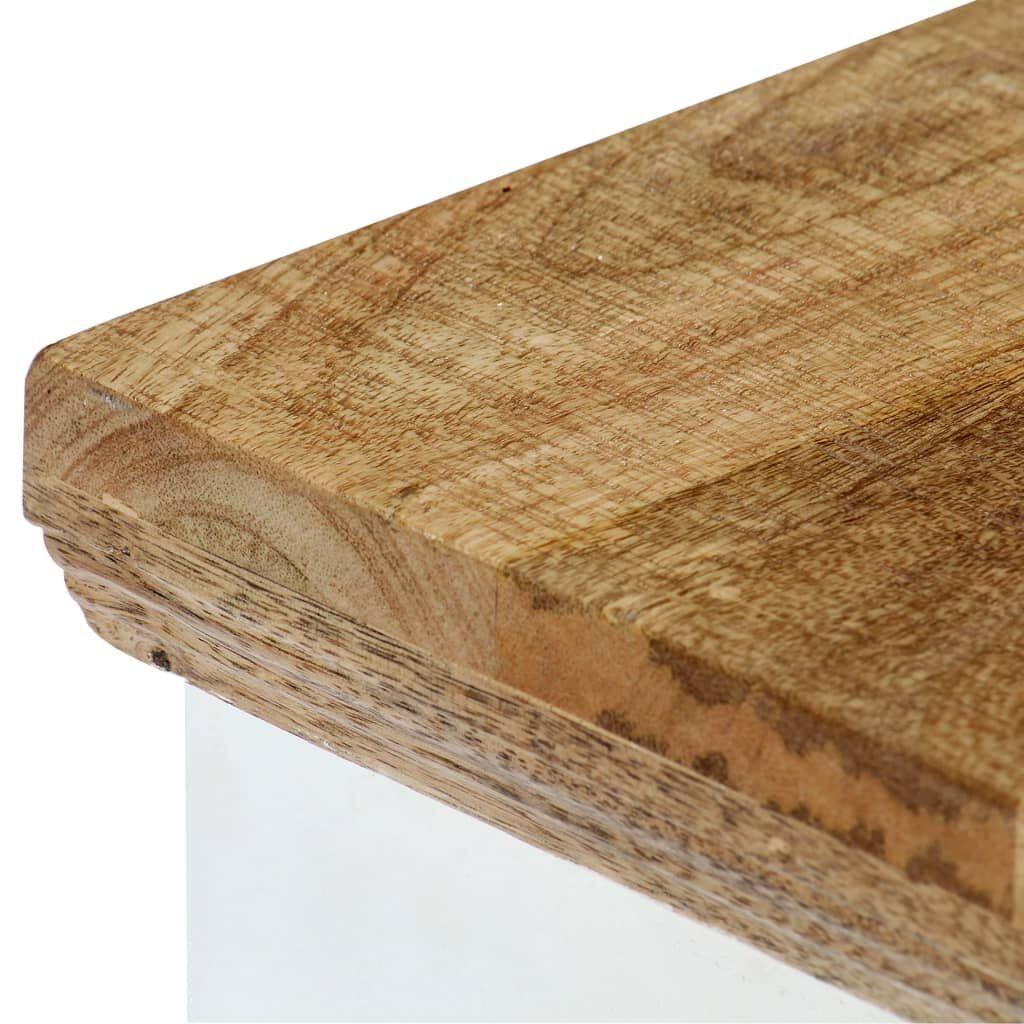 Nightstand White and Brown 40x30x50 cm Solid Rough Mango Wood Price